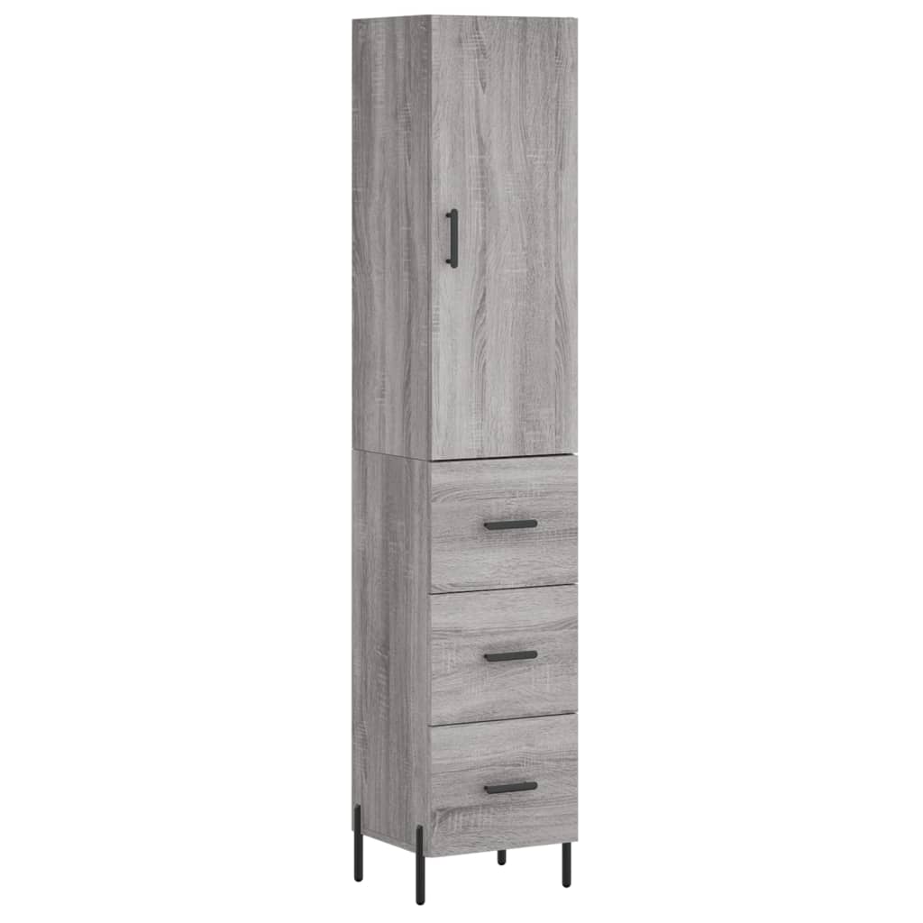 Chest of drawers, grey oak, 34.5x34x180cm, engineered wood