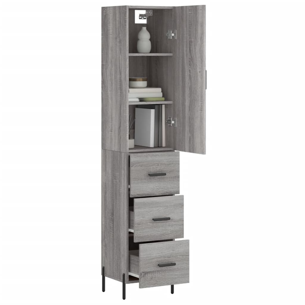 Chest of drawers, grey oak, 34.5x34x180cm, engineered wood
