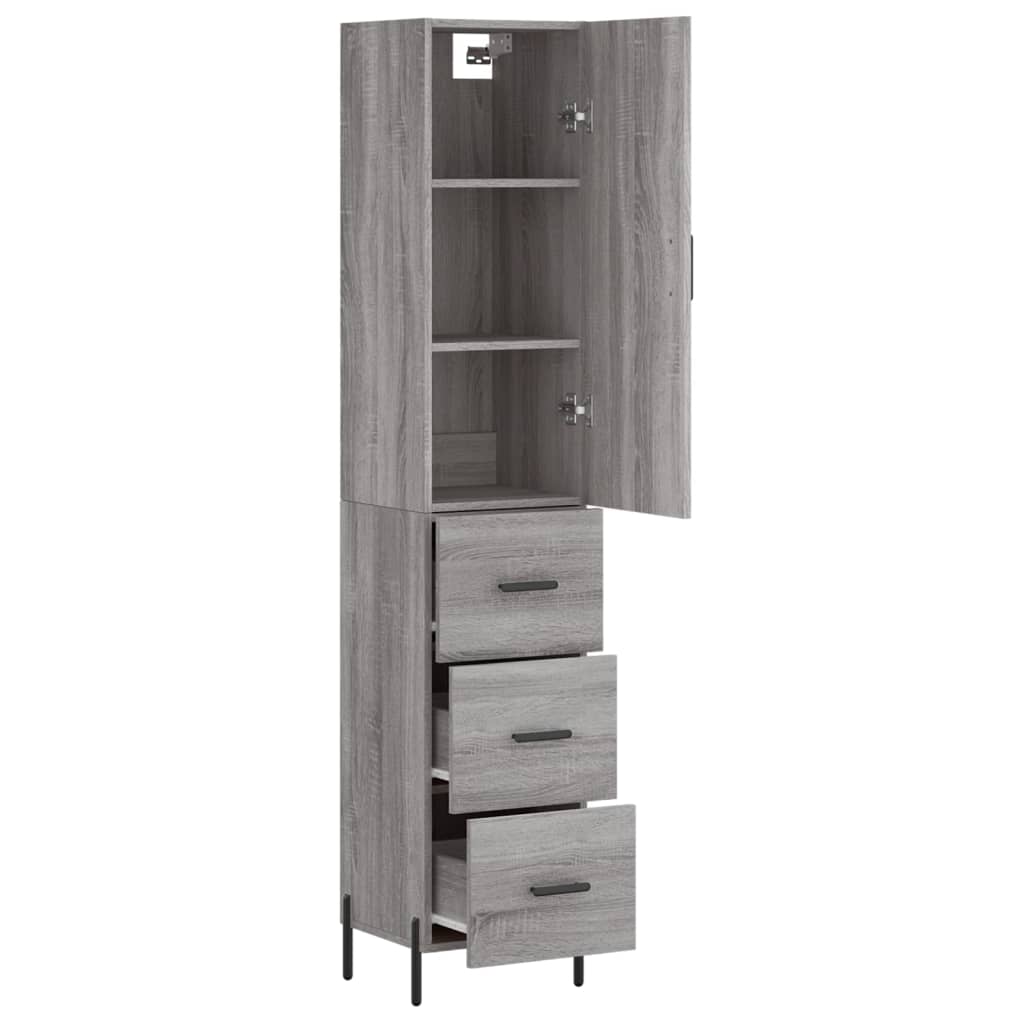 Chest of drawers, grey oak, 34.5x34x180cm, engineered wood