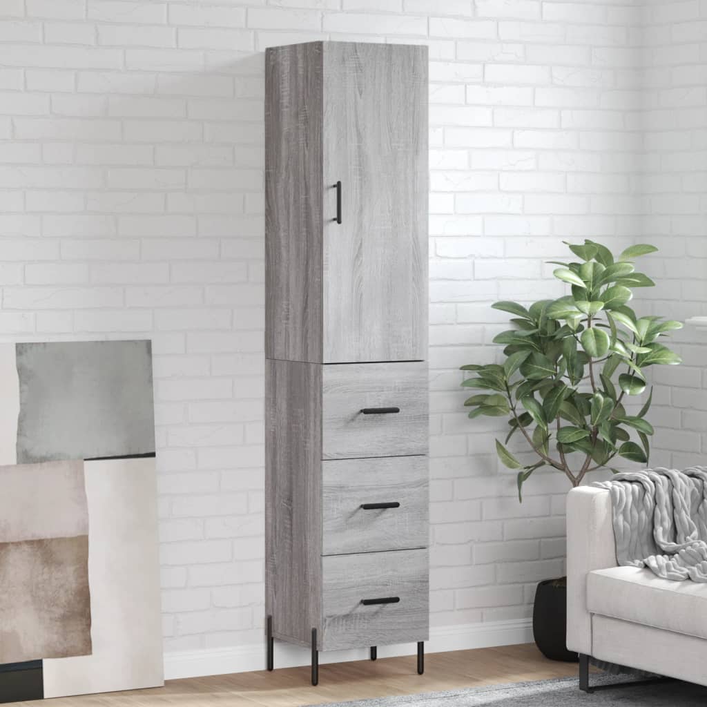 Chest of drawers, grey oak, 34.5x34x180cm, engineered wood