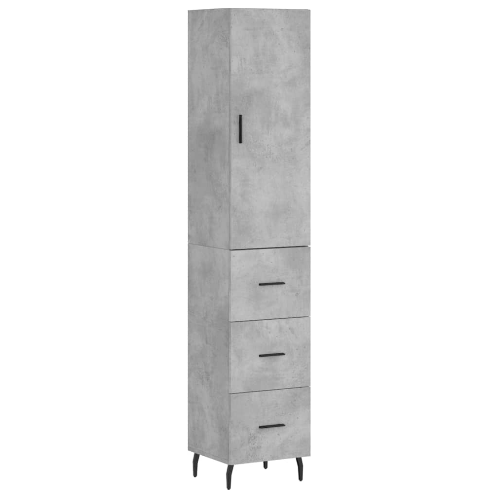 Chest of drawers, concrete grey, 34.5x34x180cm, engineered wood