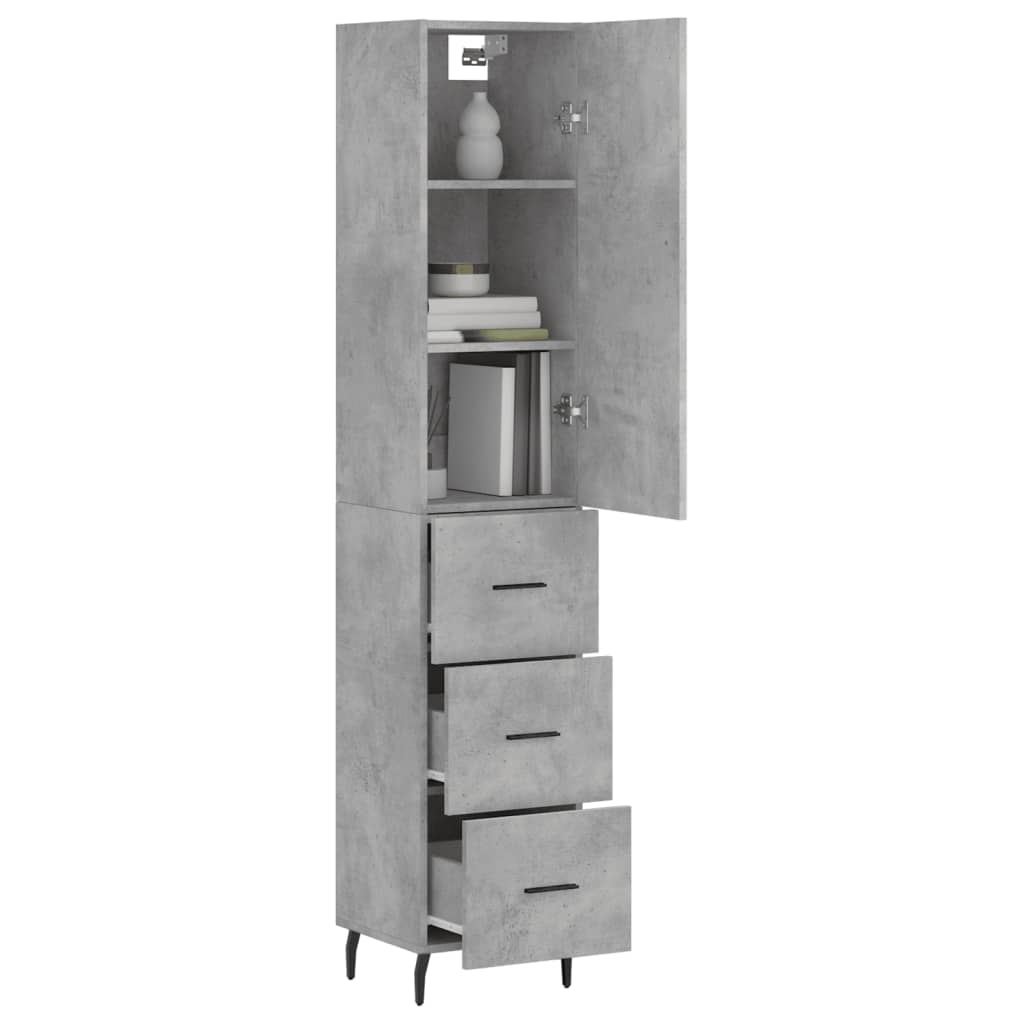 Chest of drawers, concrete grey, 34.5x34x180cm, engineered wood