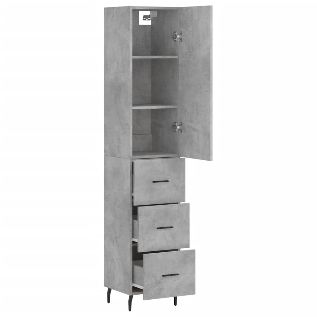 Chest of drawers, concrete grey, 34.5x34x180cm, engineered wood