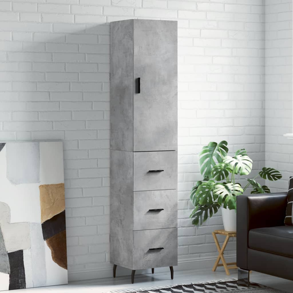 Chest of drawers, concrete grey, 34.5x34x180cm, engineered wood