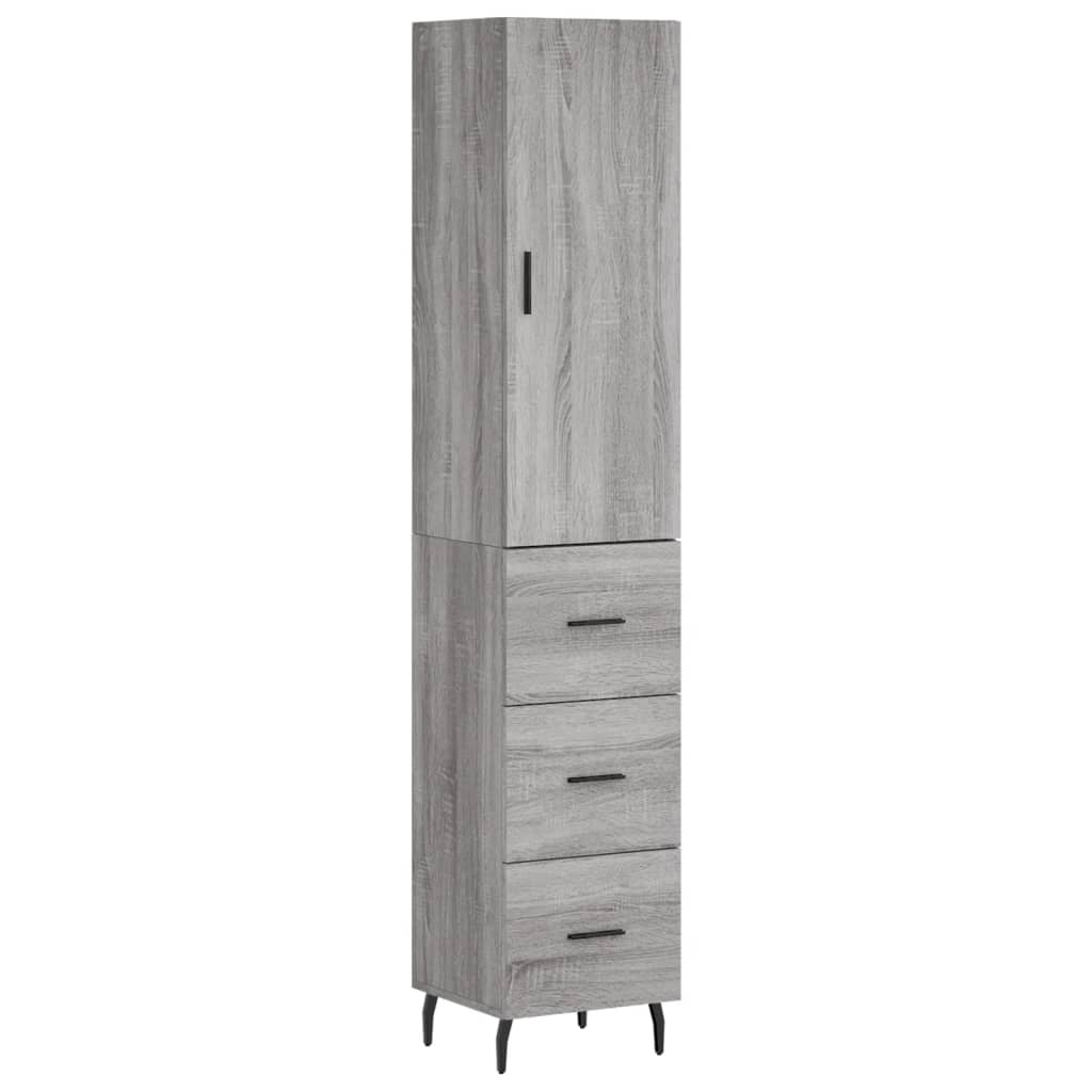 Kumode, pelēka ozolkoka krāsa, 34,5x34x180cm, apstrādāta koksne