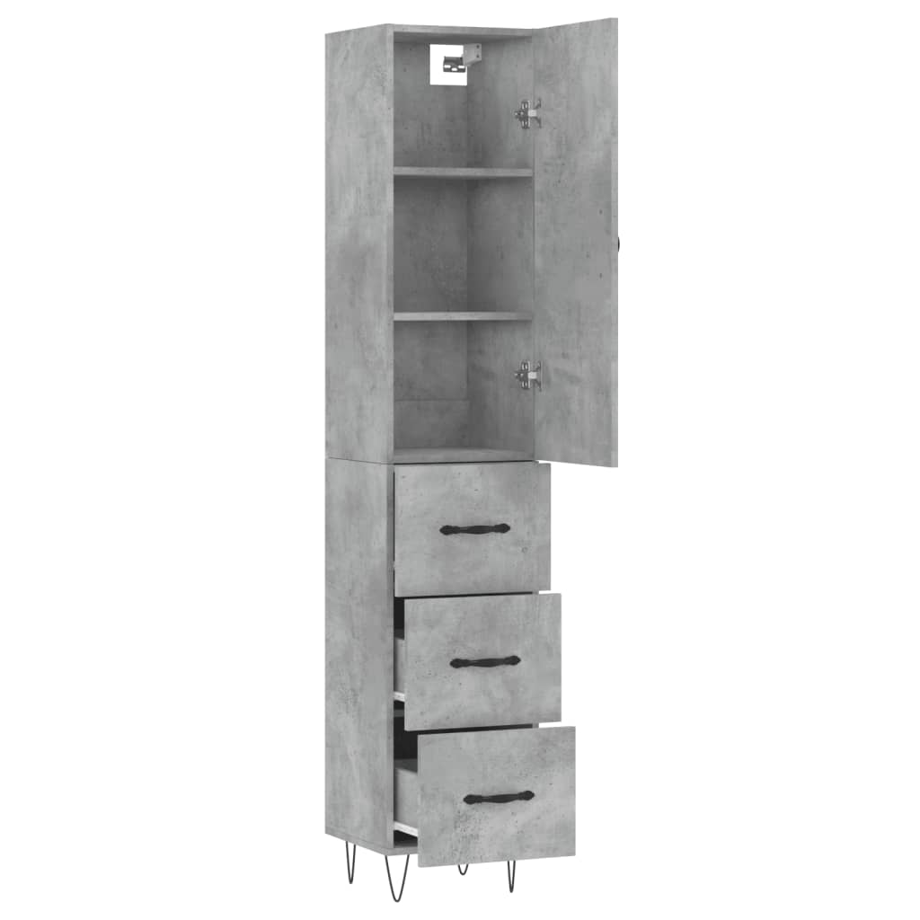 Chest of drawers, concrete grey, 34.5x34x180cm, engineered wood