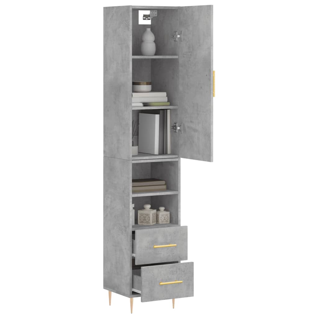 Chest of drawers, concrete grey, 34.5x34x180cm, engineered wood