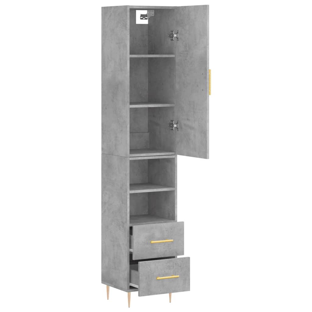Chest of drawers, concrete grey, 34.5x34x180cm, engineered wood
