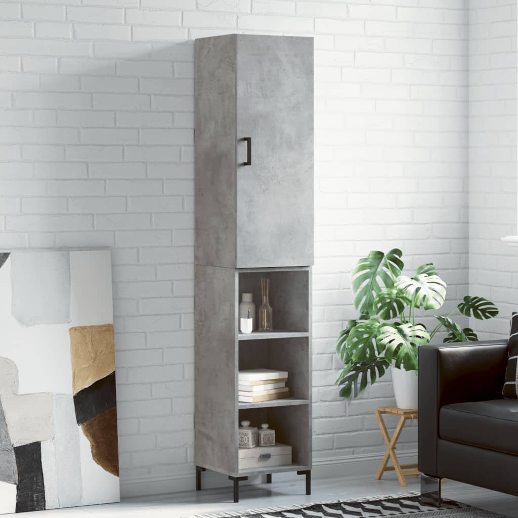 Chest of drawers, concrete grey, 34.5x34x180cm, engineered wood