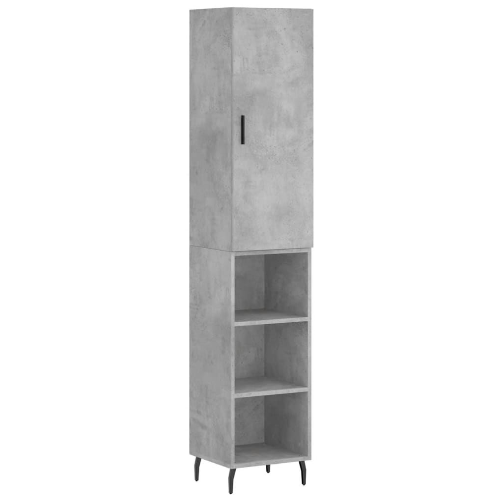 Kumode, betona pelēka krāsa, 34,5x34x180cm, apstrādāta koksne