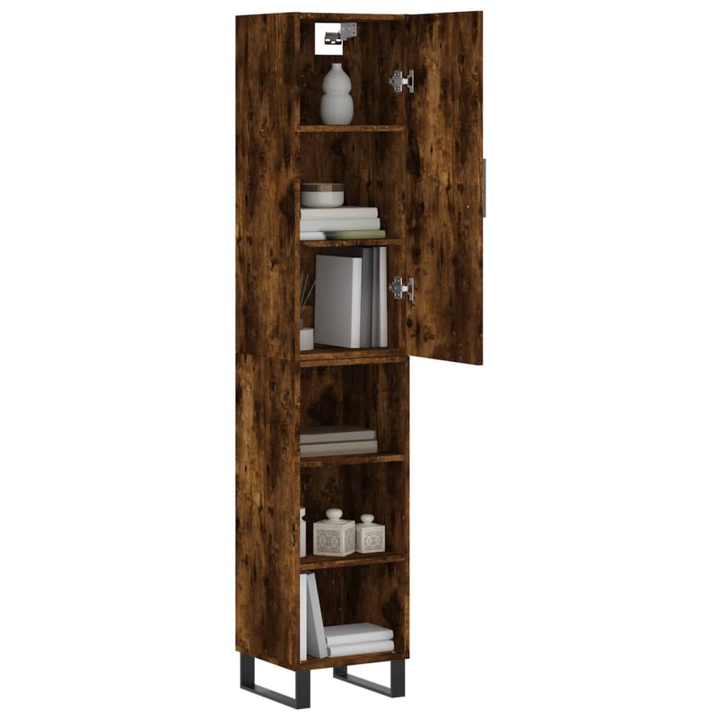 Chest of drawers, smoke oak, 34.5x34x180cm, engineered wood