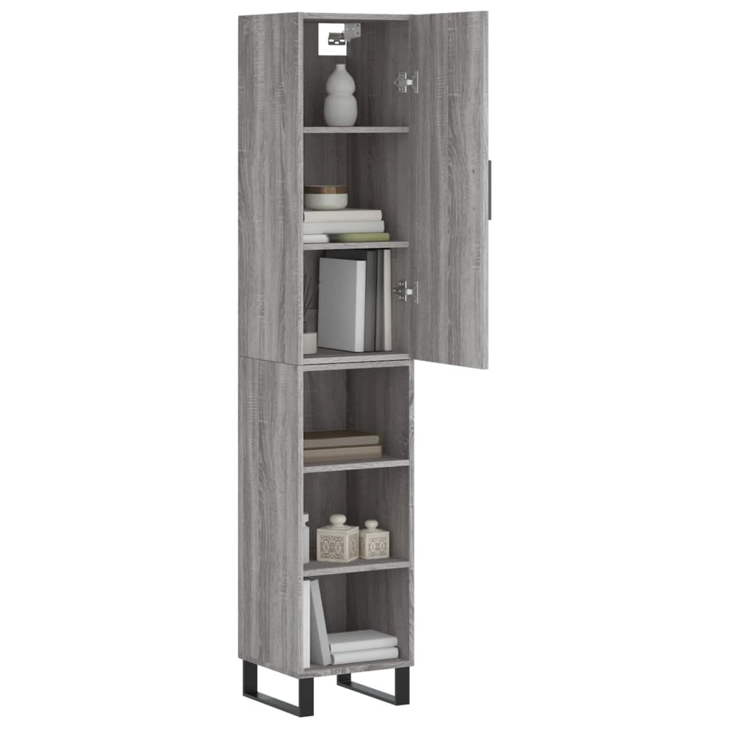 Chest of drawers, grey oak, 34.5x34x180cm, engineered wood