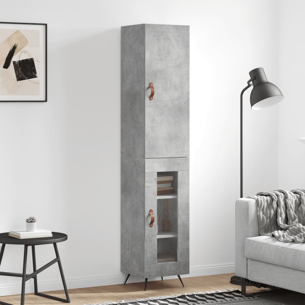Chest of drawers, concrete grey, 34.5x34x180cm, engineered wood