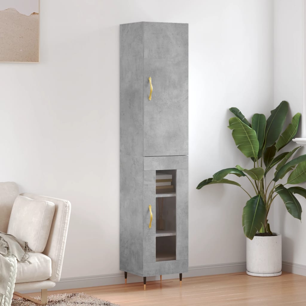 Chest of drawers, concrete grey, 34.5x34x180cm, engineered wood