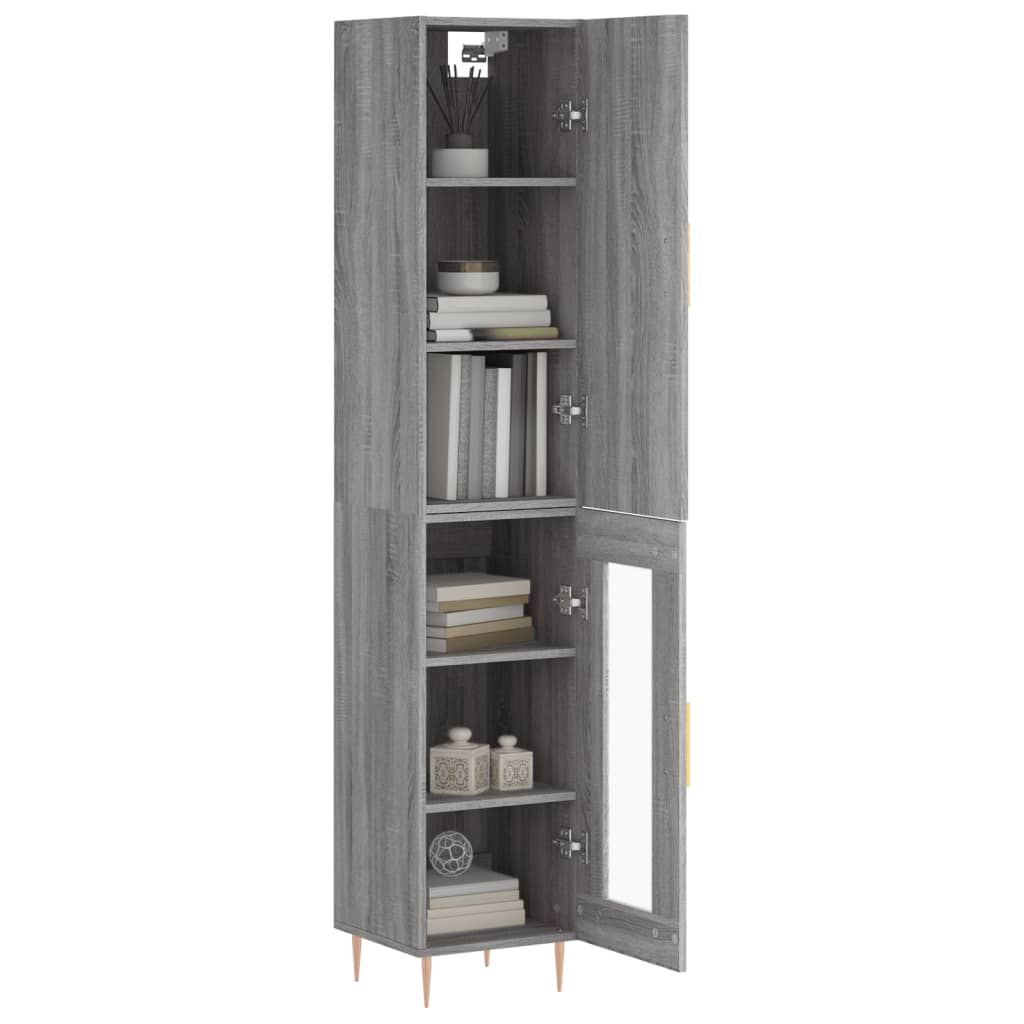 Chest of drawers, grey oak, 34.5x34x180cm, engineered wood
