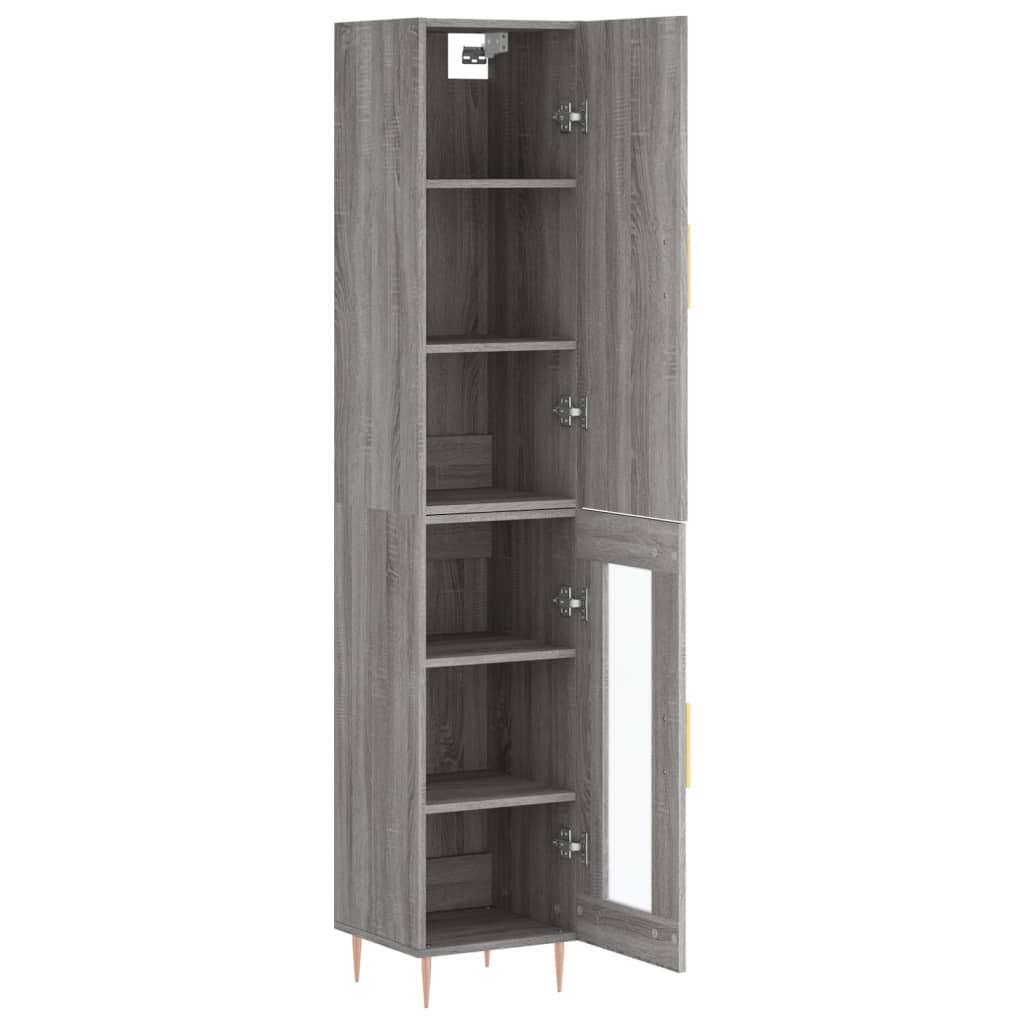 Chest of drawers, grey oak, 34.5x34x180cm, engineered wood