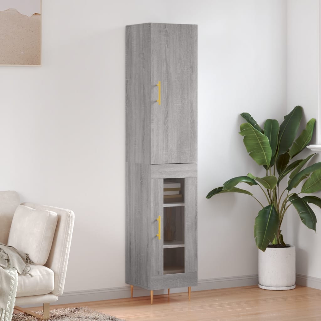 Chest of drawers, grey oak, 34.5x34x180cm, engineered wood