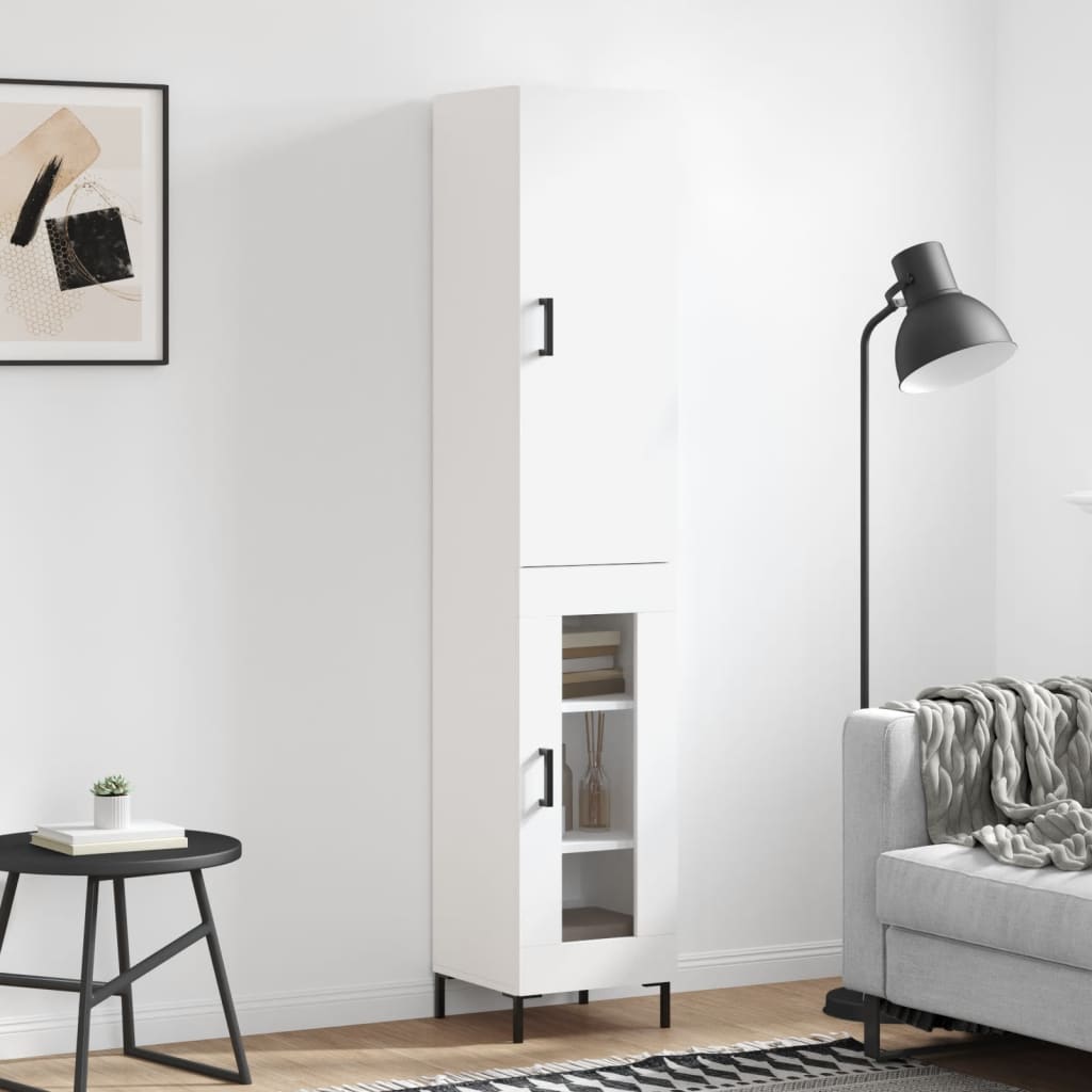 Chest of drawers, white, 34.5x34x180cm, engineered wood