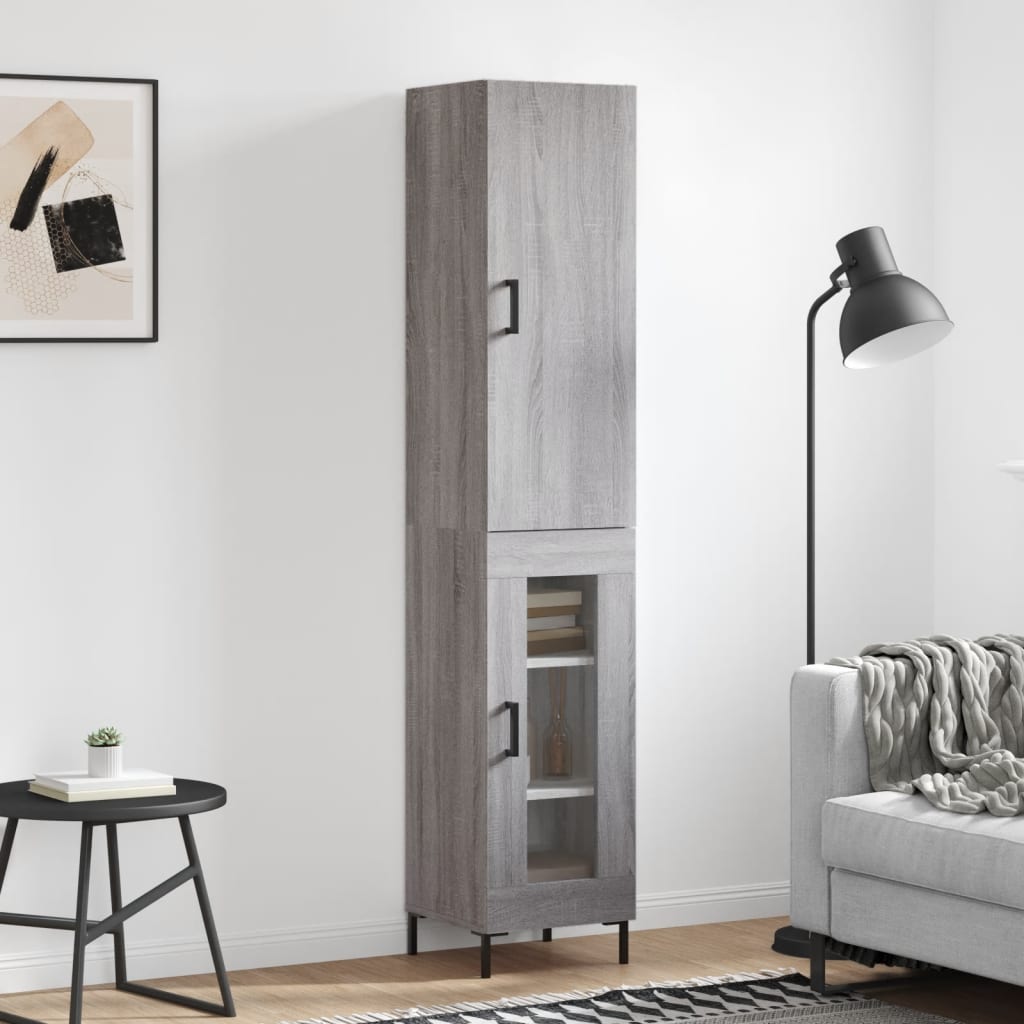 Chest of drawers, grey oak, 34.5x34x180cm, engineered wood