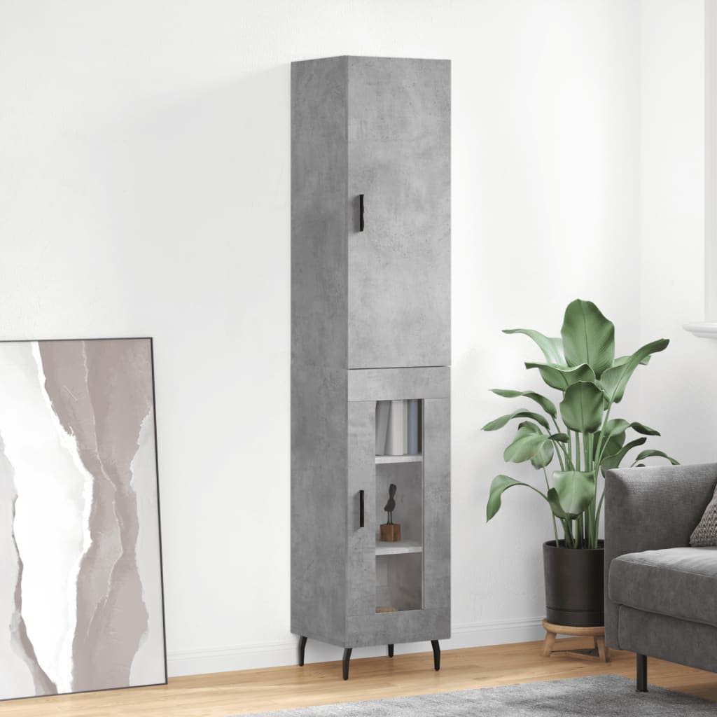 Kumode, betona pelēka krāsa, 34,5x34x180cm, apstrādāta koksne