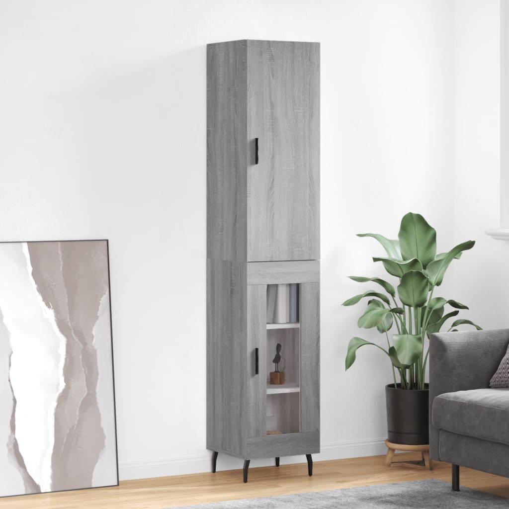 Kumode, pelēka ozolkoka krāsa, 34,5x34x180cm, apstrādāta koksne
