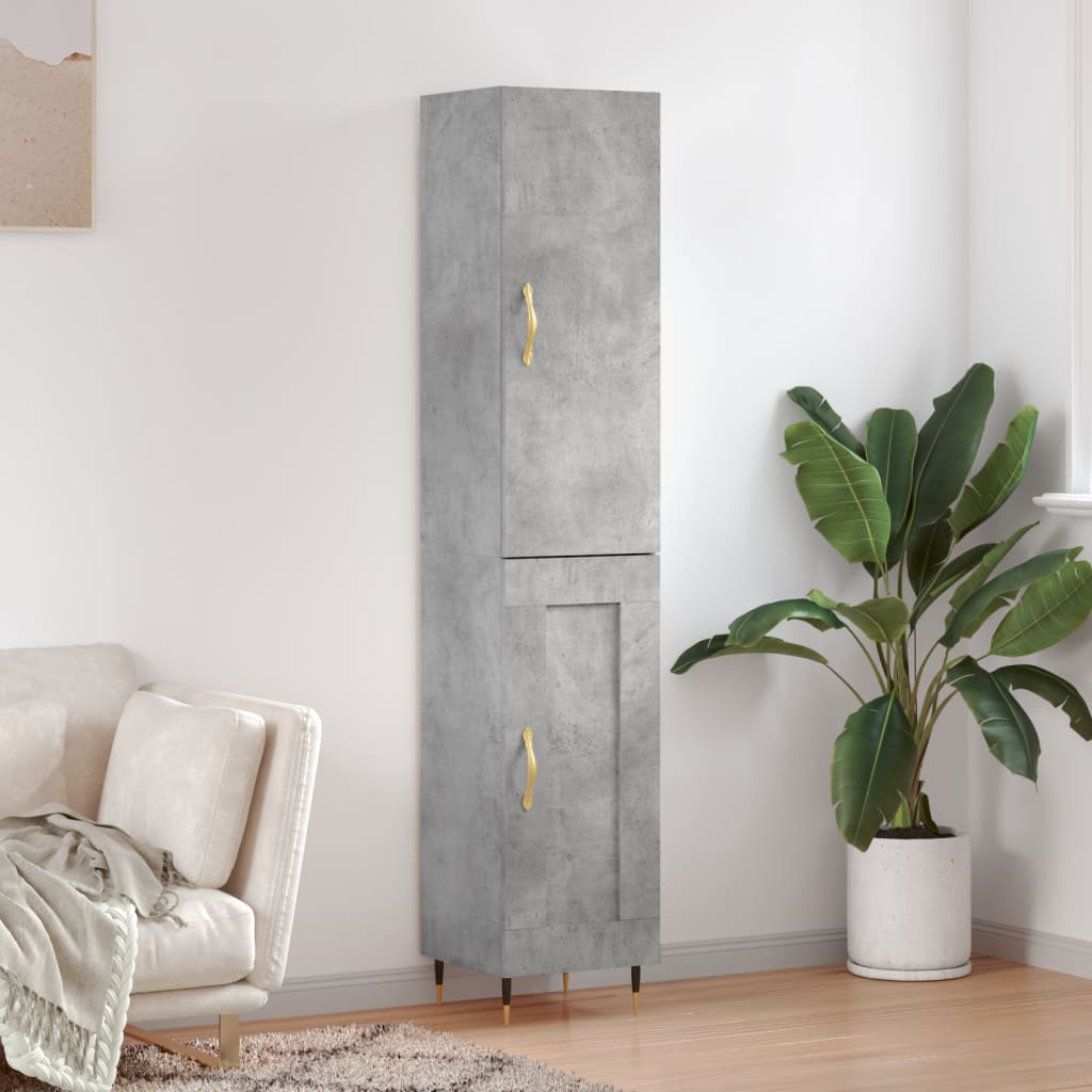 Chest of drawers, concrete grey, 34.5x34x180cm, engineered wood