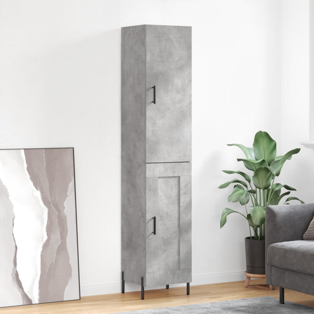 Kumode, betona pelēka krāsa, 34,5x34x180cm, apstrādāta koksne
