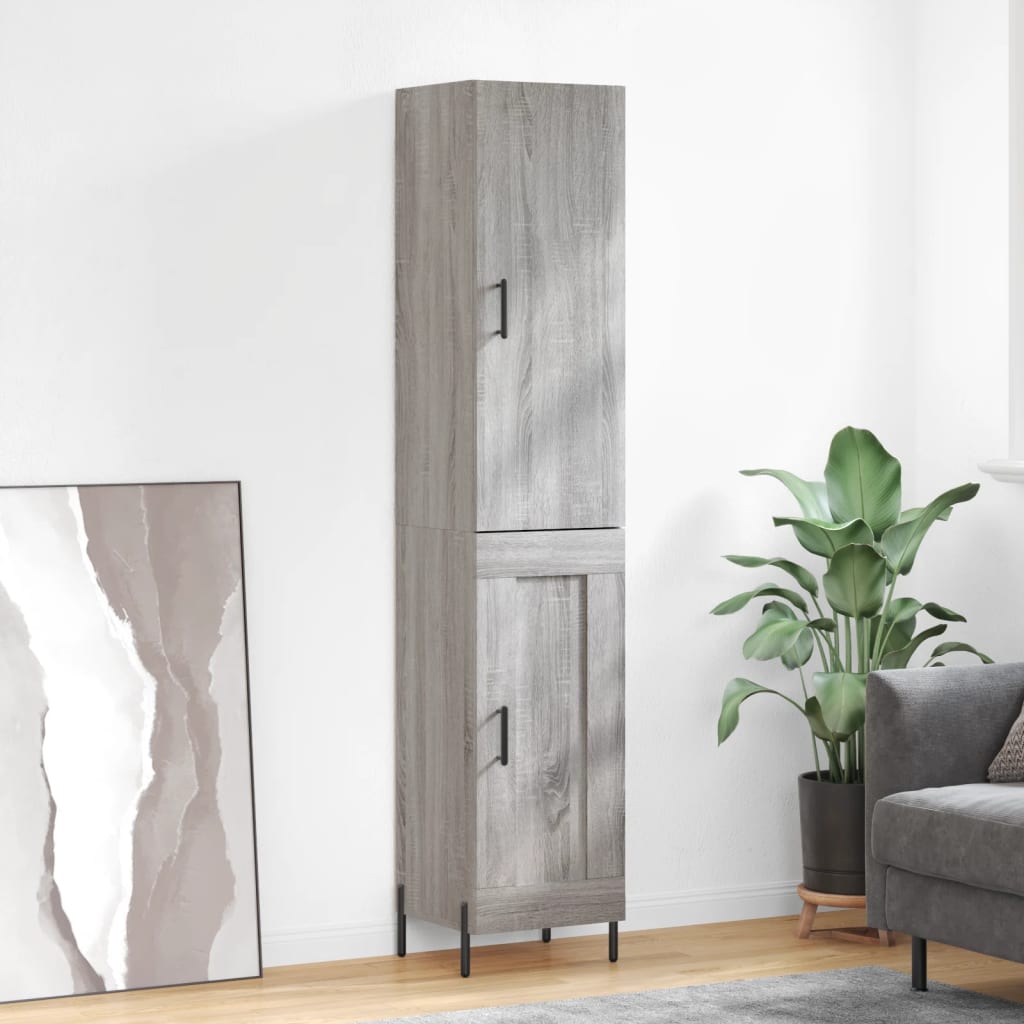 Chest of drawers, grey oak, 34.5x34x180cm, engineered wood