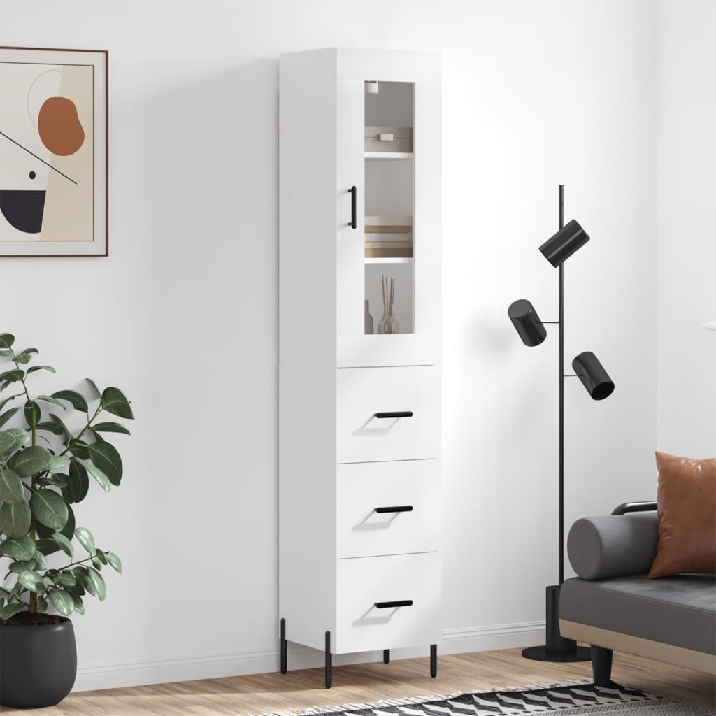 Chest of drawers, white, 34.5x34x180cm, engineered wood