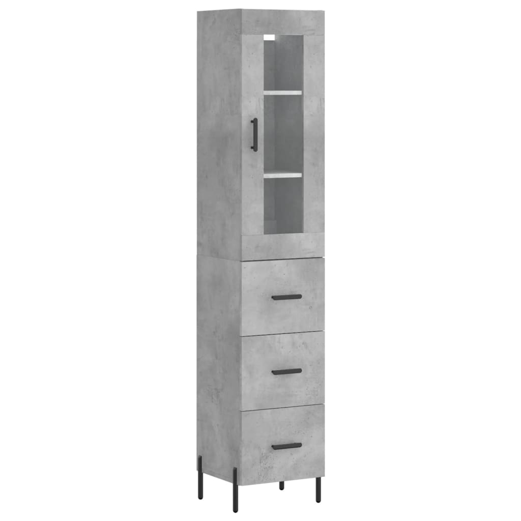 Kumode, betona pelēka krāsa, 34,5x34x180cm, apstrādāta koksne