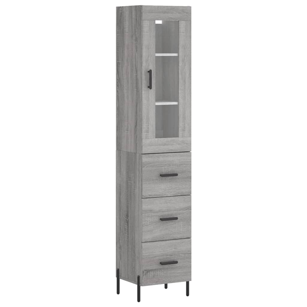 Kumode, pelēka ozolkoka krāsa, 34,5x34x180cm, apstrādāta koksne