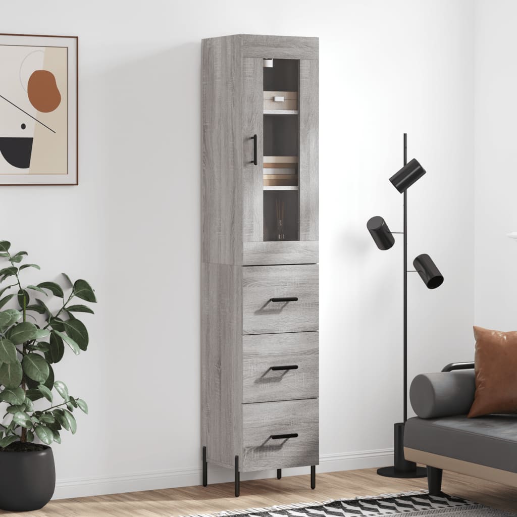 Kumode, pelēka ozolkoka krāsa, 34,5x34x180cm, apstrādāta koksne