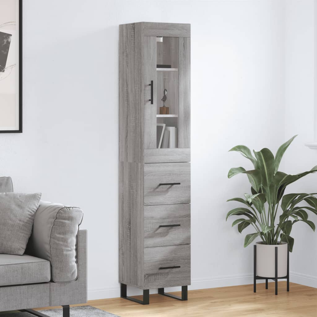 Chest of drawers, grey oak, 34.5x34x180cm, engineered wood