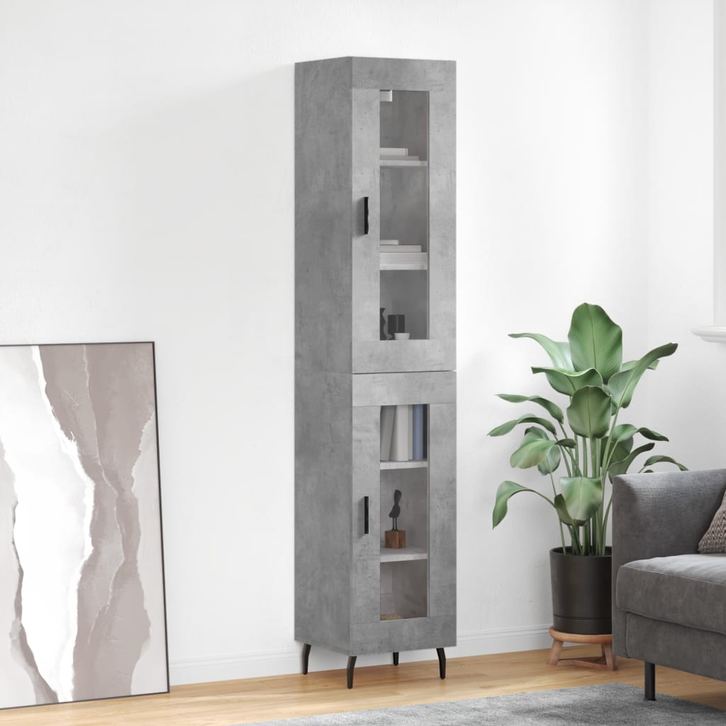 Kumode, betona pelēka krāsa, 34,5x34x180cm, apstrādāta koksne