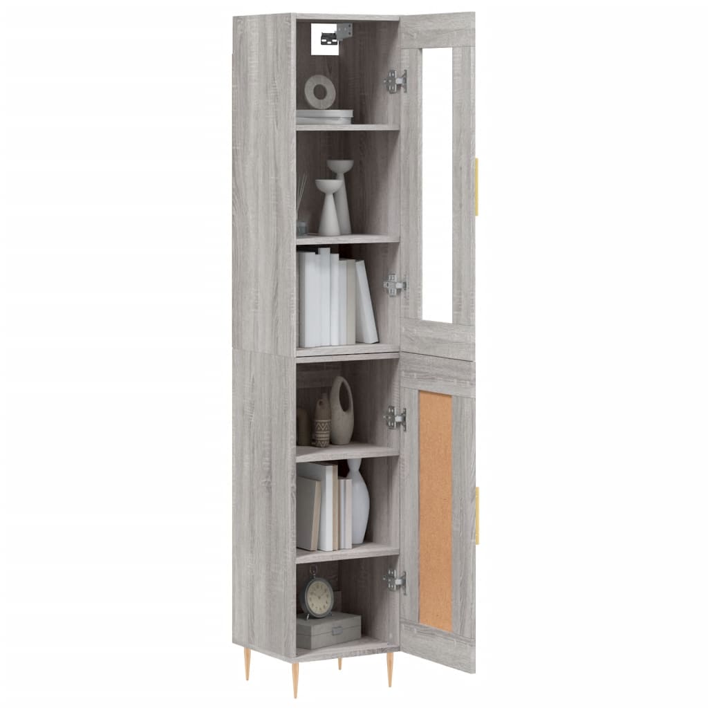 Chest of drawers, grey oak, 34.5x34x180cm, engineered wood