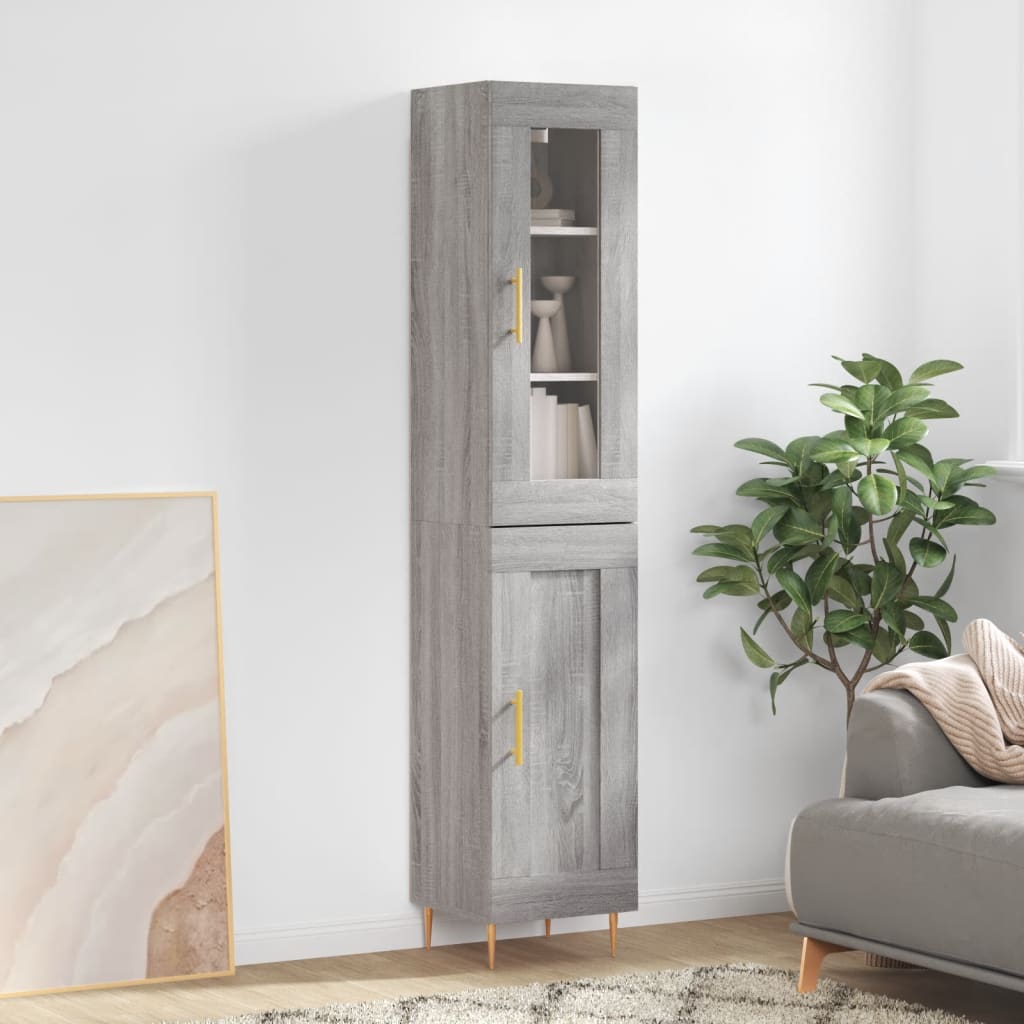 Chest of drawers, grey oak, 34.5x34x180cm, engineered wood