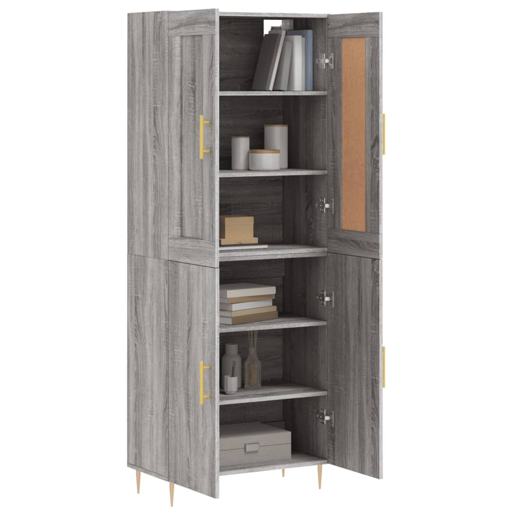 Chest of drawers, grey oak, 69.5x34x180cm, engineered wood