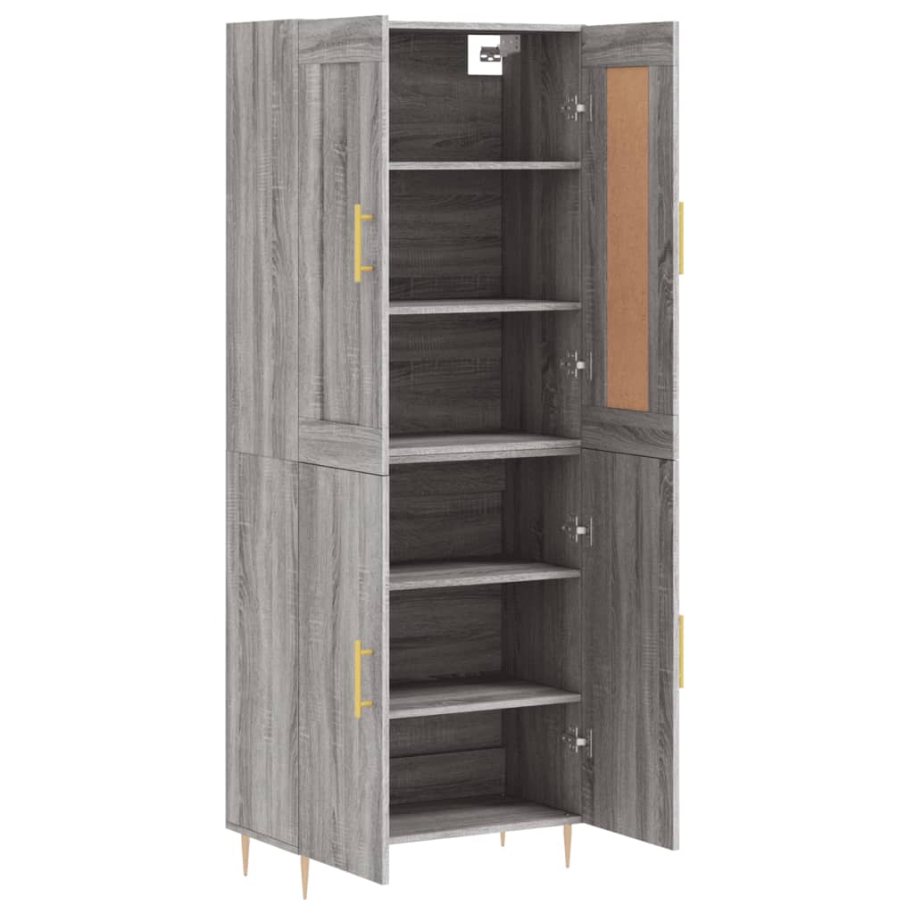 Chest of drawers, grey oak, 69.5x34x180cm, engineered wood