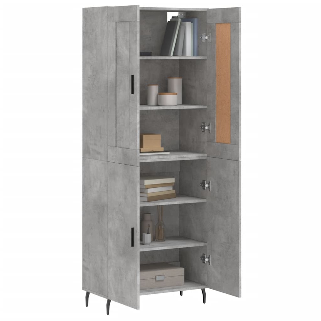 Chest of drawers, concrete grey, 69.5x34x180cm, engineered wood