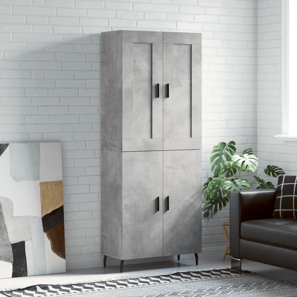 Chest of drawers, concrete grey, 69.5x34x180cm, engineered wood