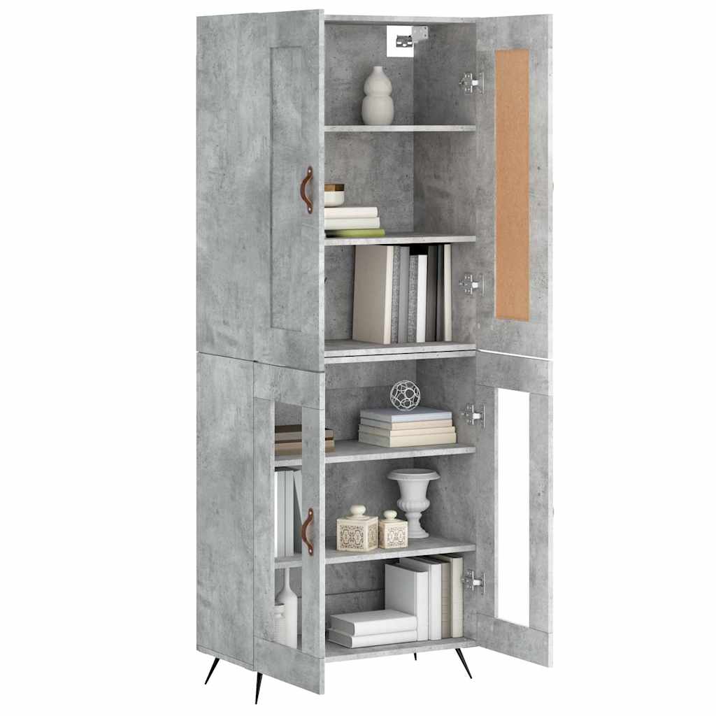 Kumode, betona pelēka krāsa, 69,5x34x180cm, apstrādāta koksne