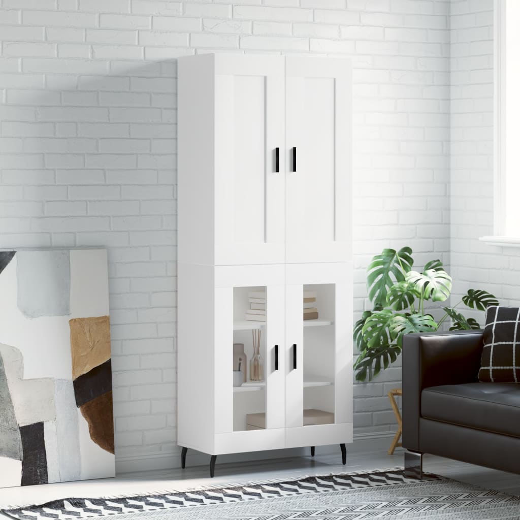 Chest of drawers, white, 69.5x34x180cm, engineered wood