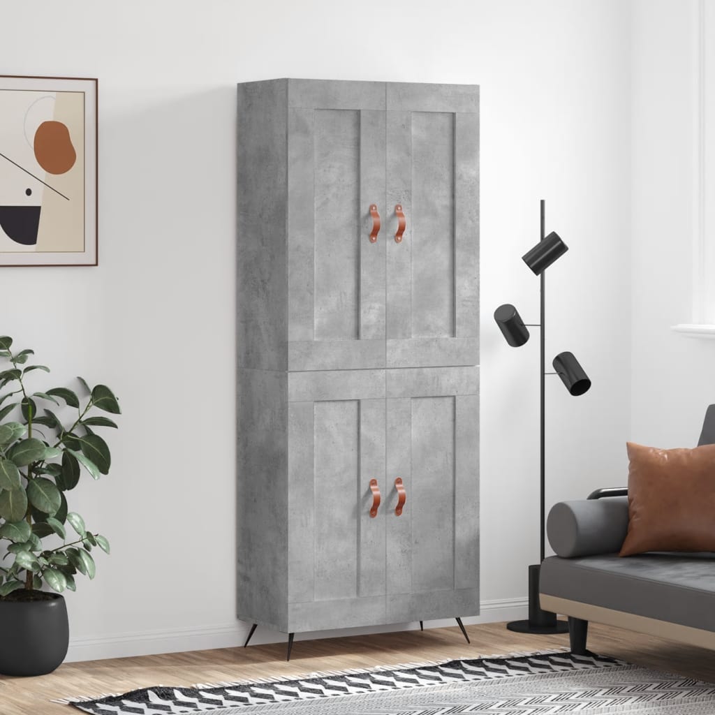Kumode, betona pelēka krāsa, 69,5x34x180cm, apstrādāta koksne