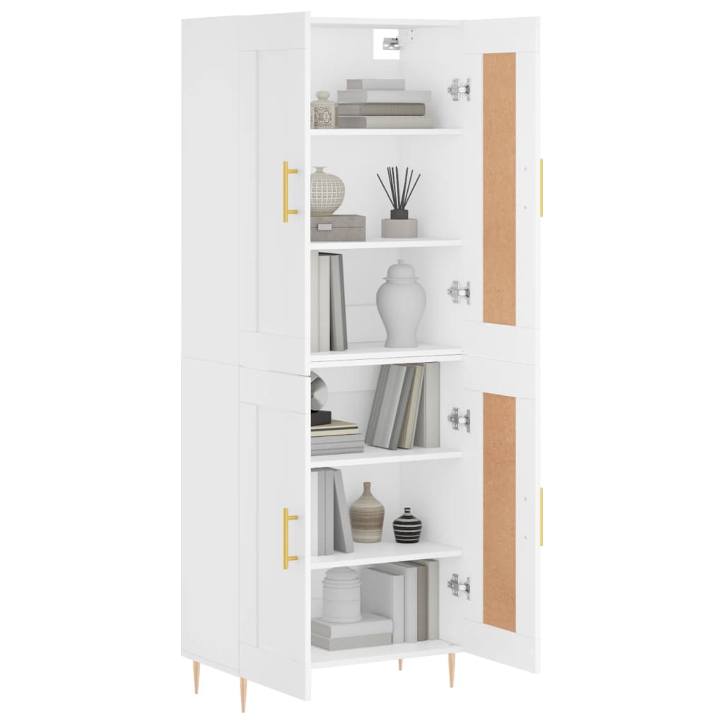 Chest of drawers, white, 69.5x34x180cm, engineered wood