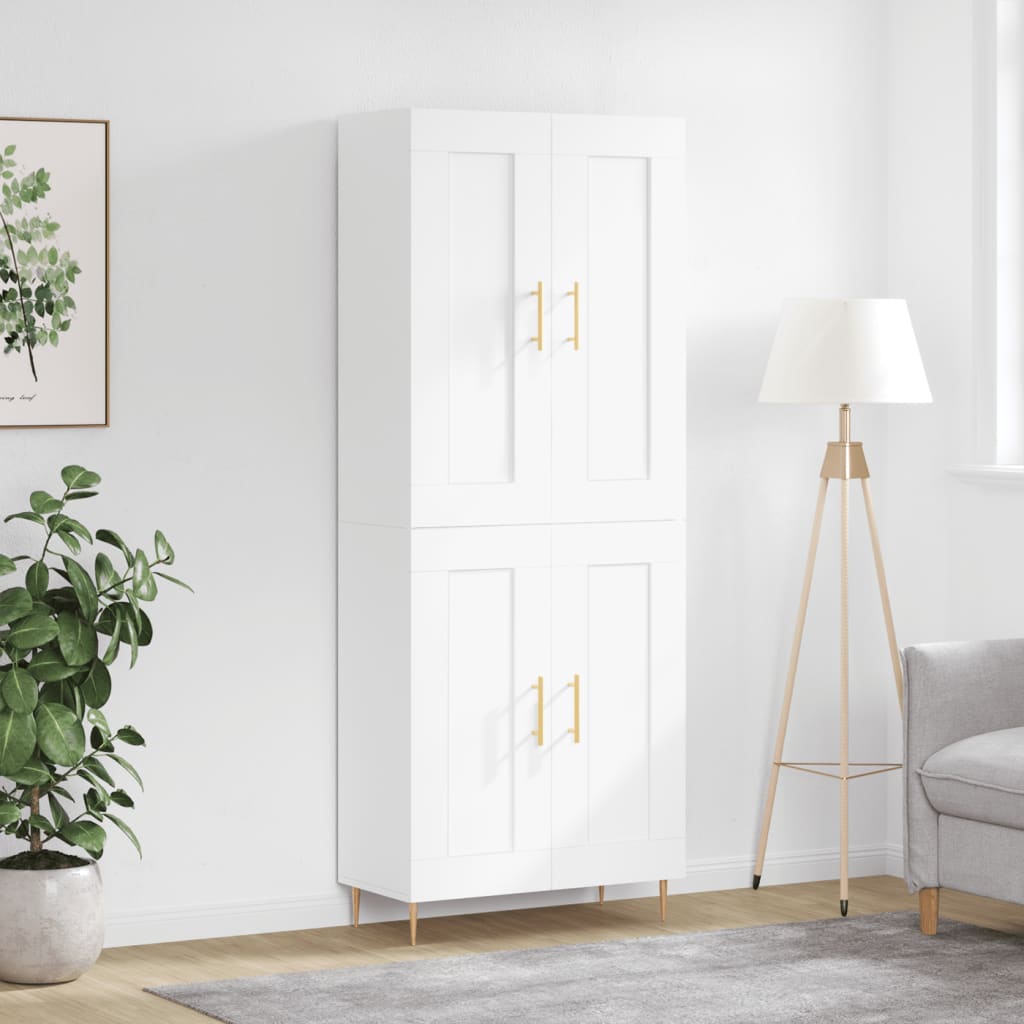 Chest of drawers, white, 69.5x34x180cm, engineered wood