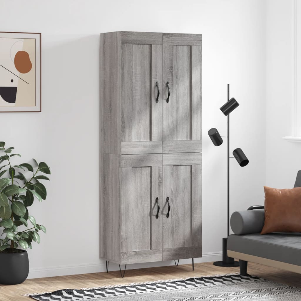 Komoda, pilkos ąžuolo spalvos, 69,5x34x180cm, apdirbta mediena