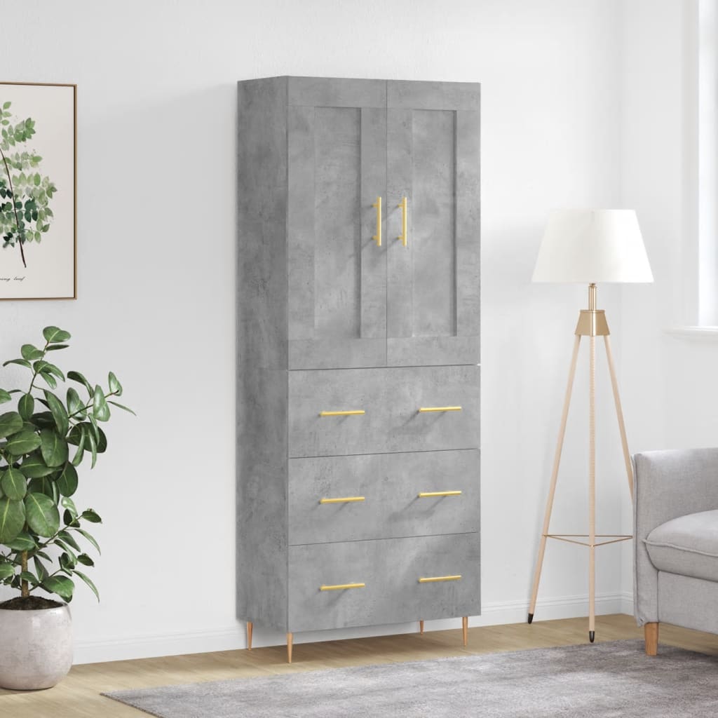 Komoda, betono pilkos spalvos, 69,5x34x180cm, apdirbta mediena