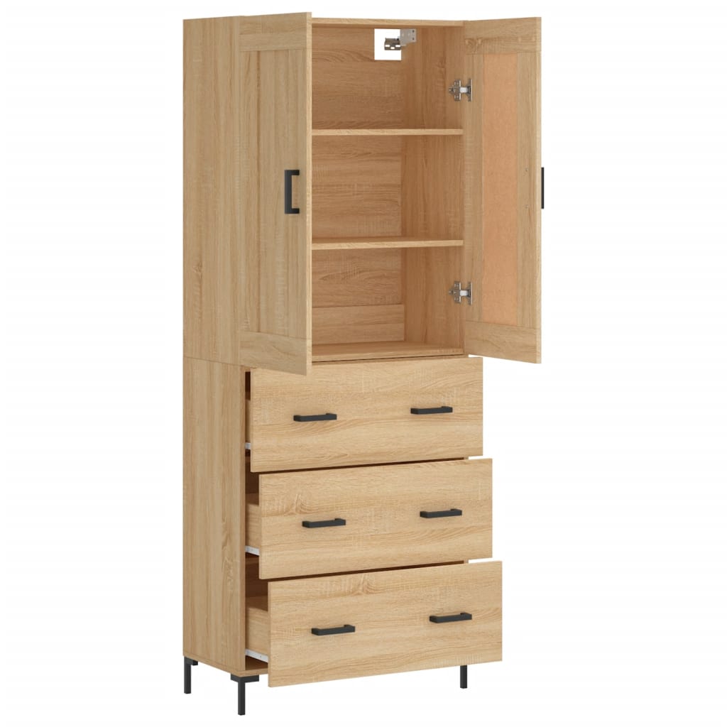 Chest of drawers, Sonoma oak, 69.5x34x180cm, engineered wood