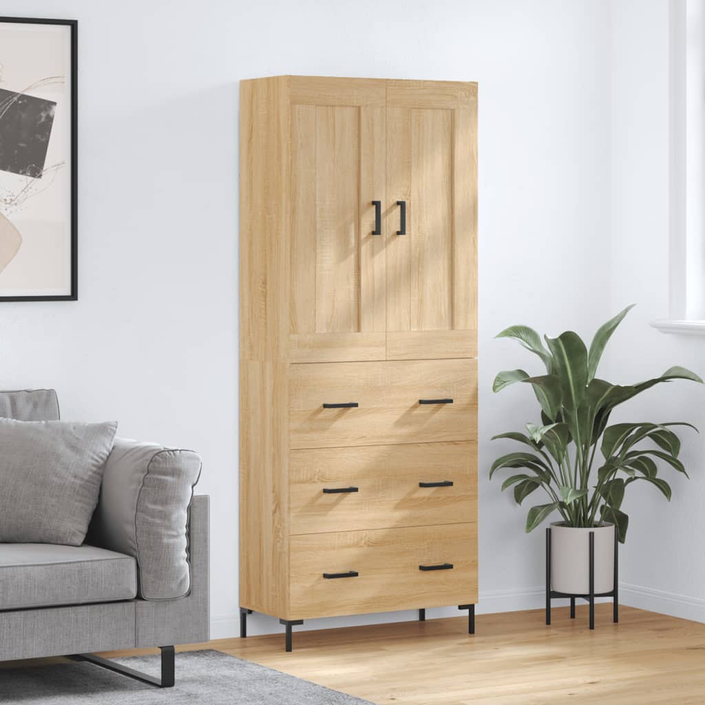 Chest of drawers, Sonoma oak, 69.5x34x180cm, engineered wood