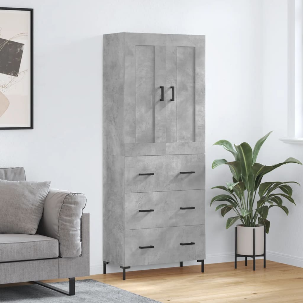 Kumode, betona pelēka krāsa, 69,5x34x180cm, apstrādāta koksne